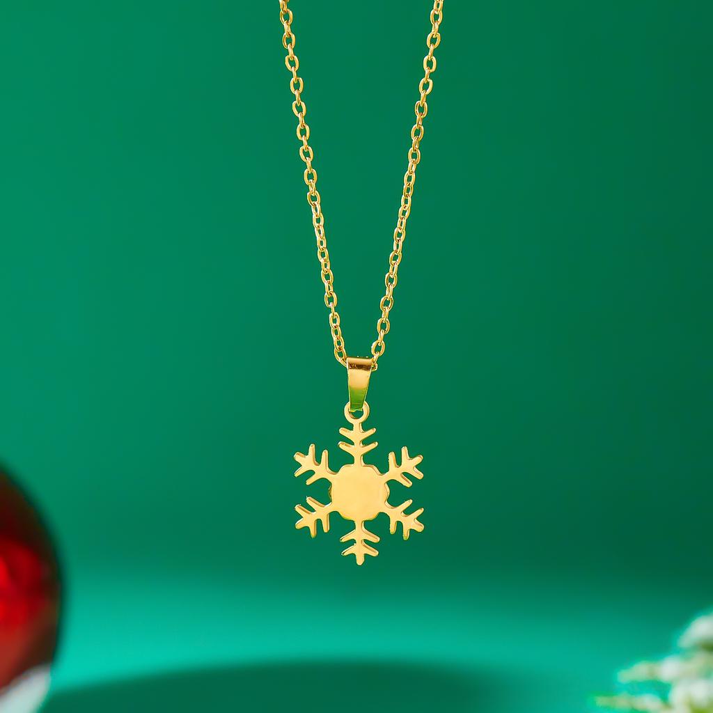 Stainless Steel Simple Christmas Necklace for Women Santa Claus Snowflake Xmas Tree Elk Pendant Clavicle Choker Party Jewelry
