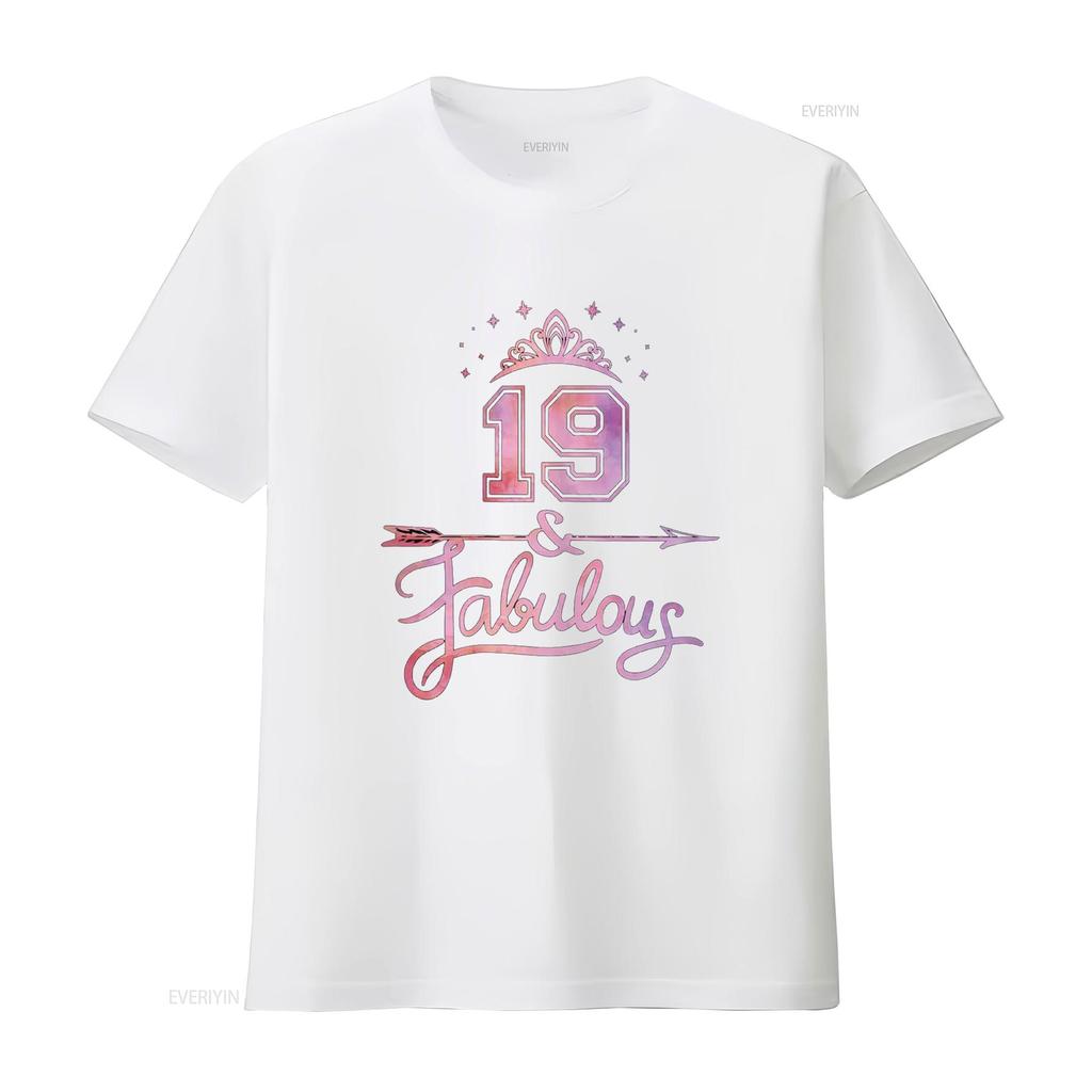 Women 19 Years Old And Fabulous Happy 19th Birthday T Shirt Vintage Washed Fashion Comfortable Slightly Stretched Stylish