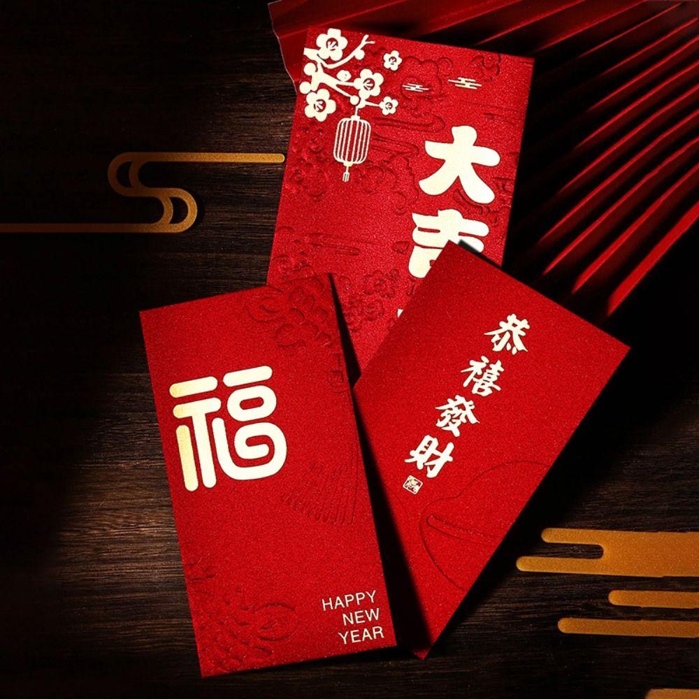 6PCS Red Pocket New Year Red Envelope Vintage Money Pocket Luck Money Envelopes  Chinese New Year