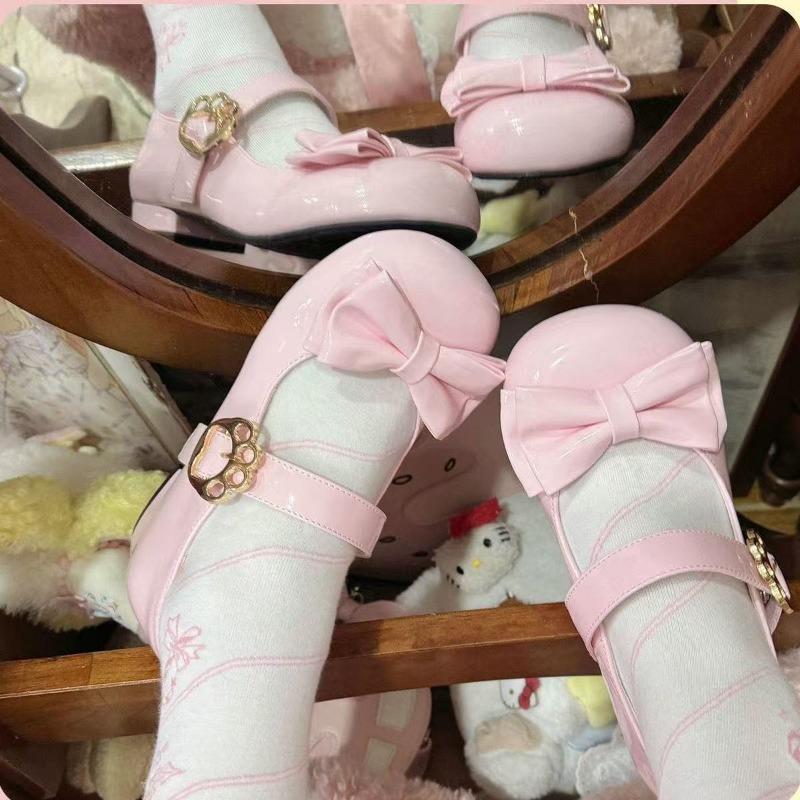 Fashion Cute Bow Versatile Low Heel Round Toe Shallow Mouth Women's Single Shoes