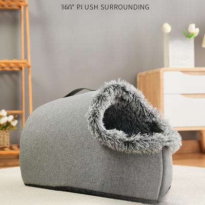 New Long-haired Hand-held Cat's Nest Winter Warm Closed Dog Nest Thickened Multi-functional Pet Nest