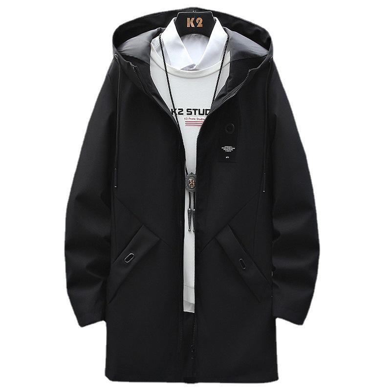 Men's Mid-Length Hooded Trench Coat - Autumn Casual Thin Design