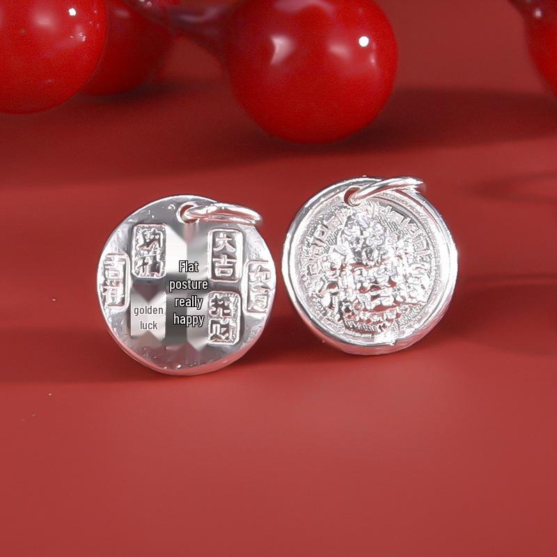 999 Sterling Silver Yellow Dzambala Spacer Beads for DIY Handmade Braided Rope Bracelet with Auspicious Chinese Style.