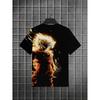 Anime Goku Graphic Men T-Shirt 3D Flame Warrior Printed Short Sleeve Crewneck Tee Black Summer Casual Tops Saiyan Streetwear Hip Hop Pullover Clothing