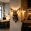 Yousheng Archangel Michael Wall Lamp Vintage Resin LED Wall Sconce Medieval Gothic Guardian Angel Decorative Wall Art for Bedroom Living Room