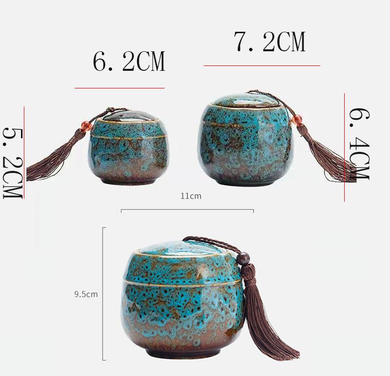 Creative Ceramic Small Tea Pot Kiln Turned Vintage Storage Candy Jar Portable Tea Set Accessories Medicine Powder Food Container