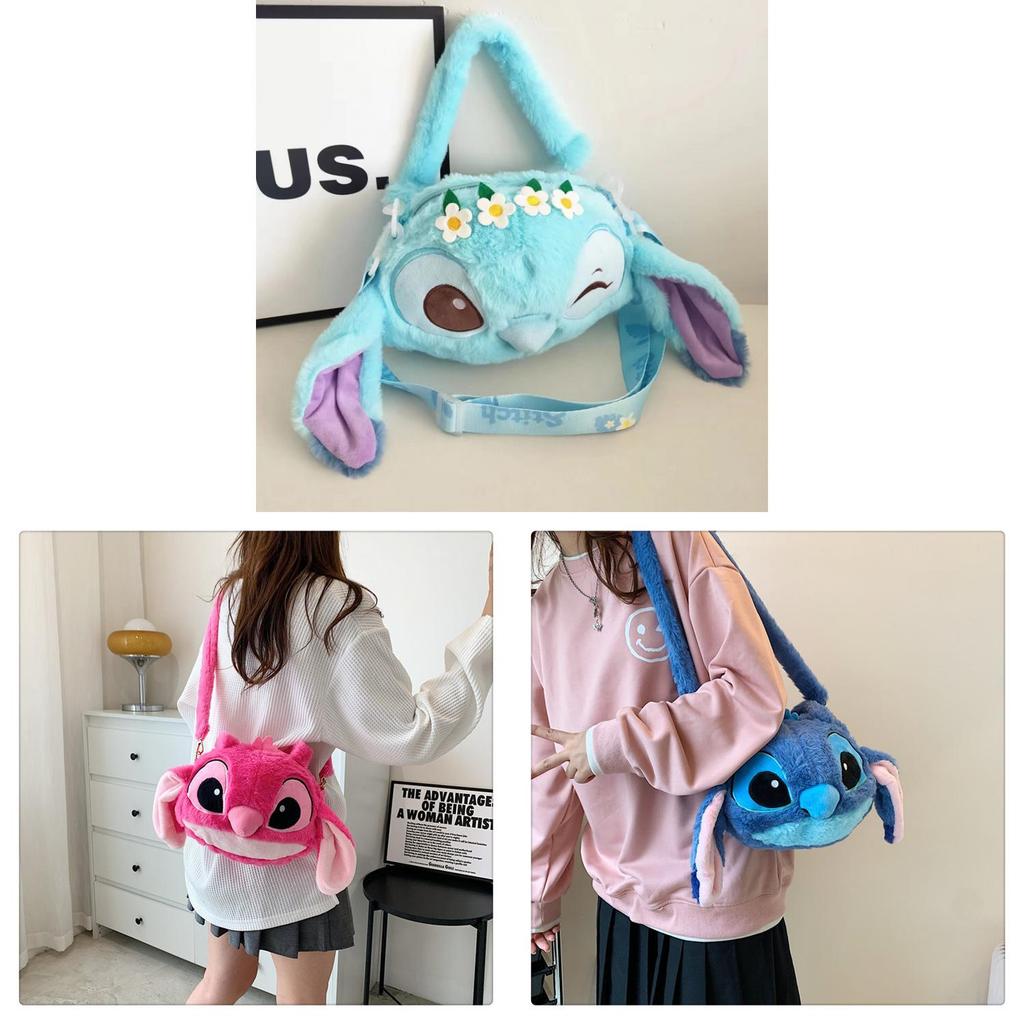 Stitch Plush Shoulder Bag Made Of Soft Material With Inner Pocket For Casual Use