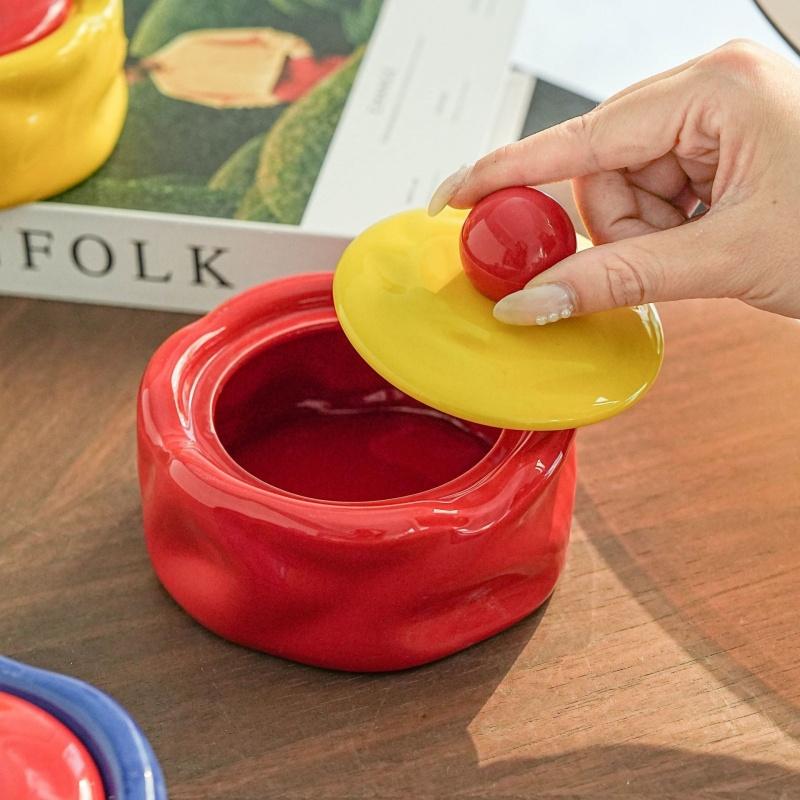 Colorful Ceramic Ashtray Living Room Desktop Fly Ash Storage Box Irregular Circular Ashtray Home Decoration Accessories Ashtray