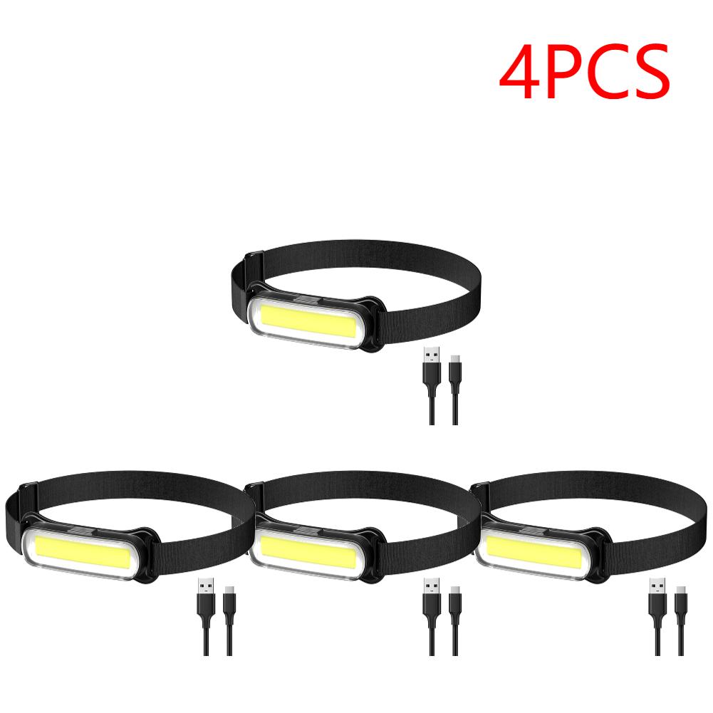 2-10PCS USB LED Headlamp 3 Modes Flashlight Waterproof Head Light Adjustable Headband for Camping Fishing Running Biking