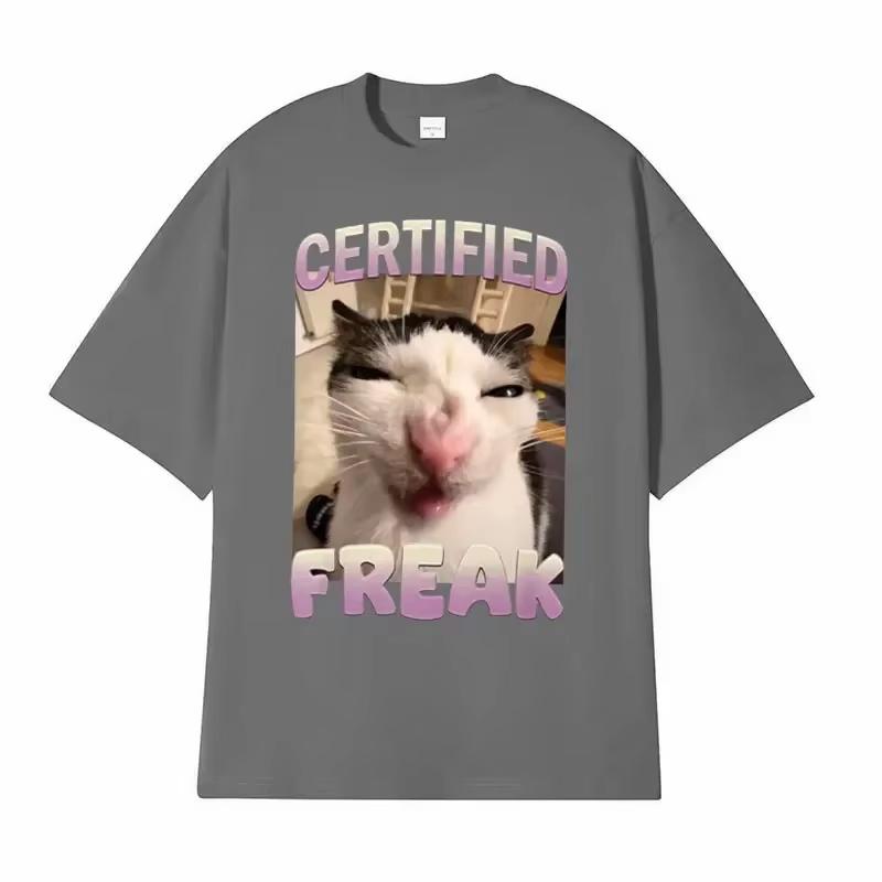 Certified Funny Cat Meme Tshirt with Humorous Cat Expressionswomens Summer Fashion Tshirt
