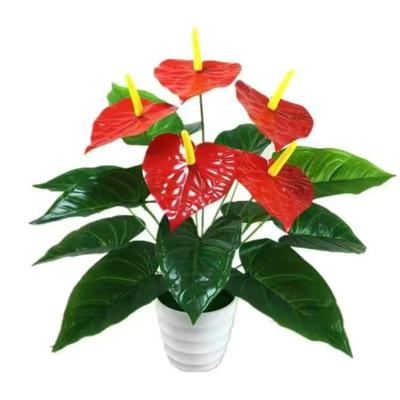 35/50CM Artificial Red Palm Plastic Big Herb Plant Artificial Palm Fronds Simulation Anthurium Living Room Bedroom Decor