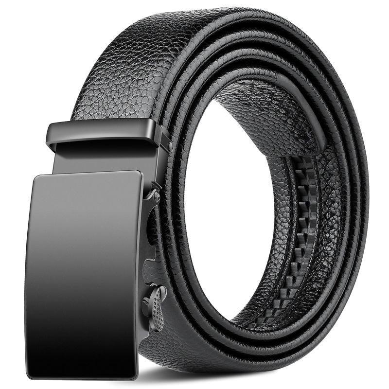 Men's Belt Genuine Leather Business Automatic Buckle Two-layer Cowhide Trendy Young Men's Trousers Belt