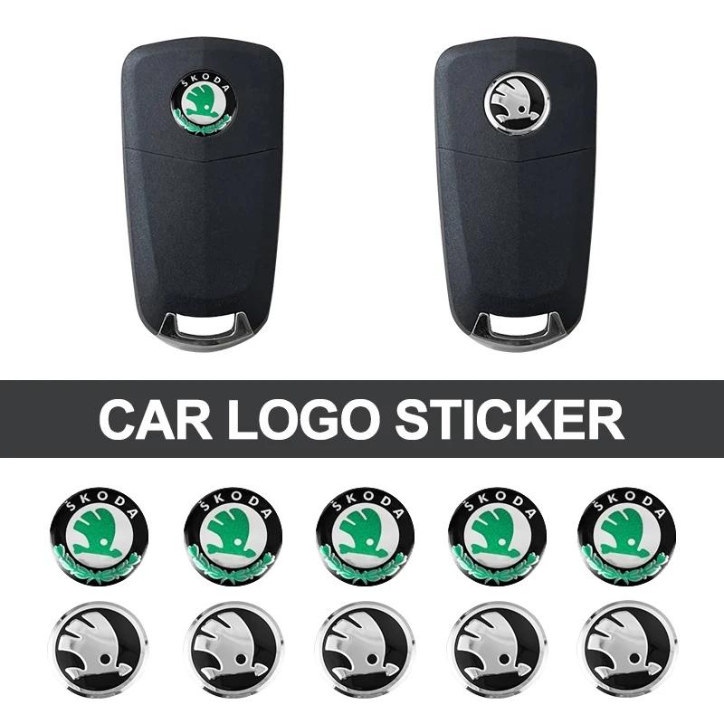 SBNI3 10mm Car Remote Key Sticker Aluminum Emblem Decal For Skoda Octavia Kodiaq Fabia Superb Rapid Kamiq Karoq Derivati Yeti Enyaq A7