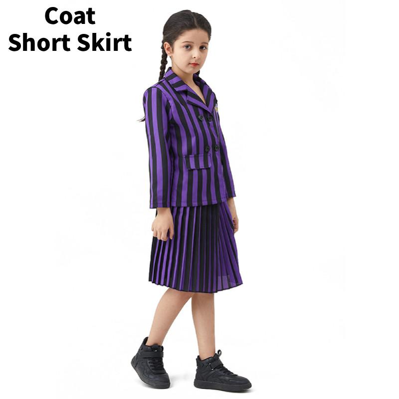 Wednesday Addams Familie Cosplay Kostüm Mit Polyesterstoff Für Halloween Und Rollenspiel