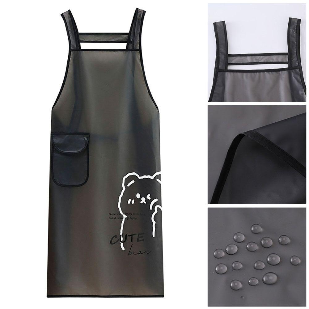 TPU Kitchen Apron Waterproof Transparent Black White Work Apron Oil Resistant Dirt-Proof Cleaning Aprons Household