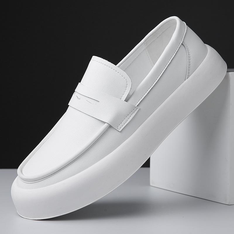 

FashionNew Модные кожаные туфли на платформе для мужчин Дизайнерские однотонные деловые мужские туфли на мягкой подошве весна-осень 38 белый