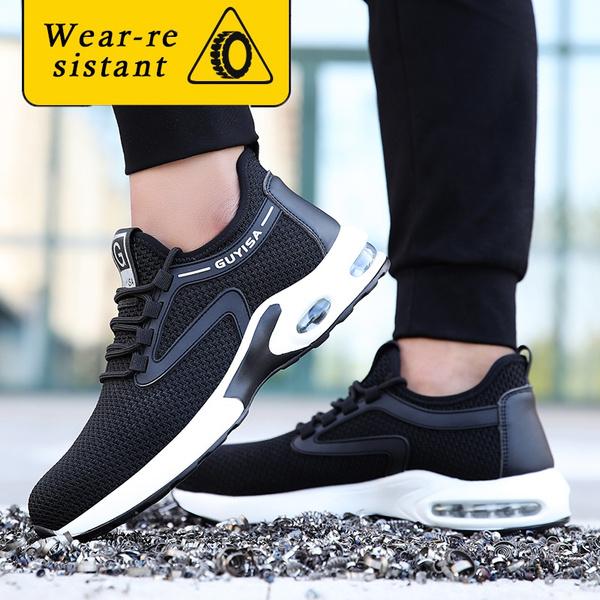 Modische leichte Stahlkappen-Sicherheitsschuhe aus Kevlar-Faser, atmungsaktive Deodorant-Stahlkappen-Arbeitsschuhe für Herren, Übergröße 36–48