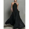 New Cotton and Linen Blended Simple Backless Sleeveless Long Dress In Spring and Summer In Europe and America