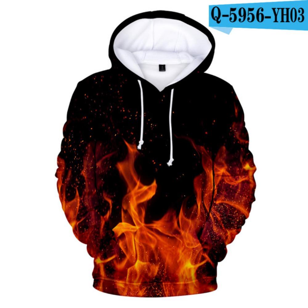 3 bis 14 Jahre Kinder Hoodie Blau und Lila 3D Feuer Flamme Kleidung Jungen Mädchen Hoodies Sweatshirt Harajuku Mantel