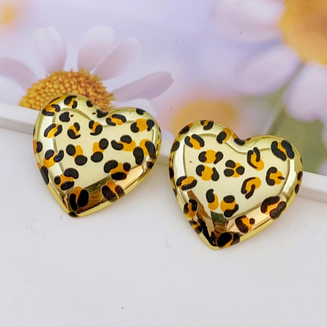 

Модные серьги в форме сердца с леопардовым принтом для повседневного женского образа, серьги для женщин