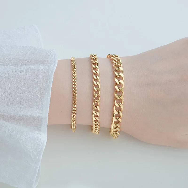 3.5-7MM Braccialetti a Catena in Acciaio Inossidabile per Uomo Donna Punk Maglia Cubana Maglia a Maglia Grossa Bangle Moda Festa Gioielli Che Non Sbiadiscono Mai