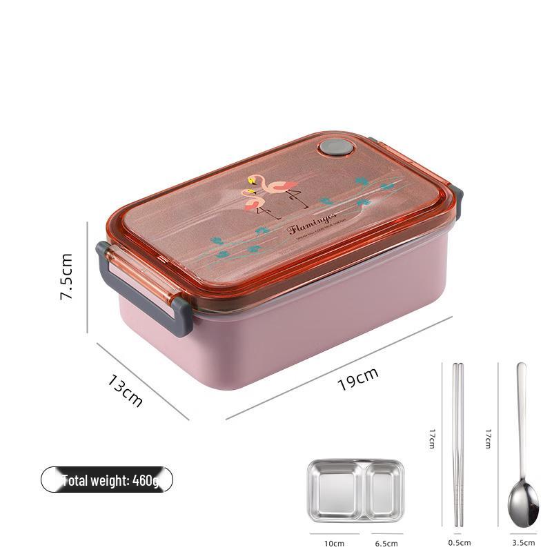 ZISIZ Pink Flamingo Stainless Steel Bento Box