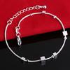 Simple Square Grid Hamsa Stamp Anklet Bracelet On The Leg For Women Sandy Beach Silver Plated Chian On Foot Girl Ankle Bracelet