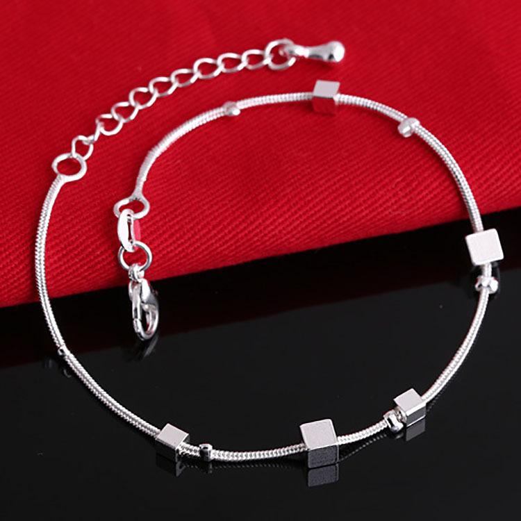 Simple Square Grid Hamsa Stamp Anklet Bracelet On The Leg For Women Sandy Beach Silver Plated Chian On Foot Girl Ankle Bracelet