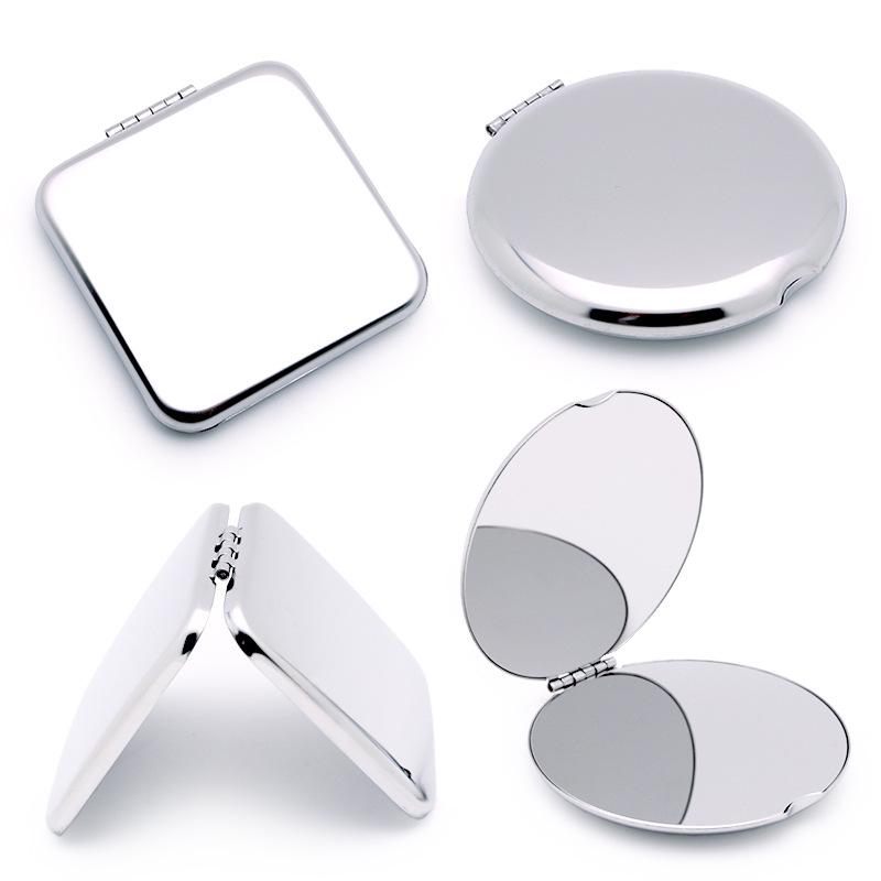 Engravable Stainless Steel Foldable Makeup Mirror - Unbreakable, Portable, Round/Square Design, Compact Size