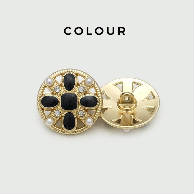 10PCS Of National Style Enamel Colorful Metal Buttons Burnt Blue Palace Oil Square Flower Clothing Button