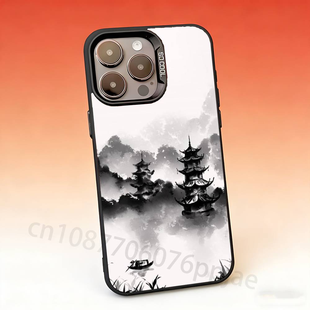 

ink wash landscape Phone Case For iPhone 17,16,15,14,13,12,11,Pro,Max,Plus,Mini Candy Matte Shockproof Cover iPhone13