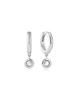 [Worn by Ive Ray] Silver Dangling Mint Green Hunger Hoop 925 Silver Earrings E073-04H