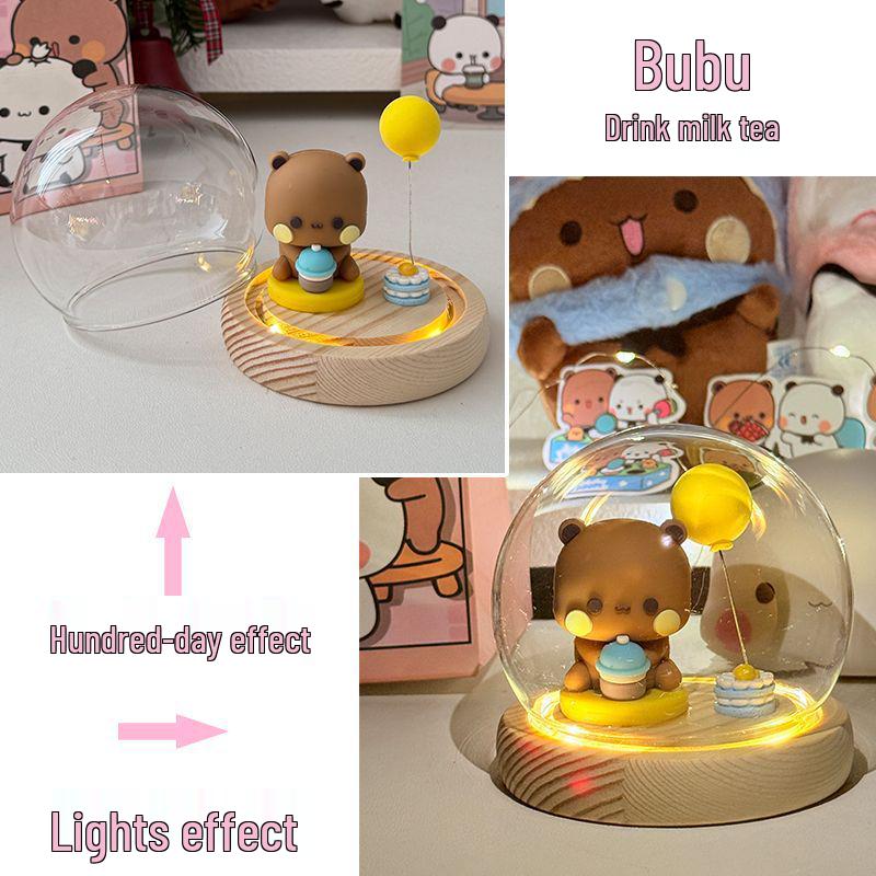 One Two Bubu Cute Luminous Glass Christmas Crystal Ball Night Light Gift for Girls & Best Friends