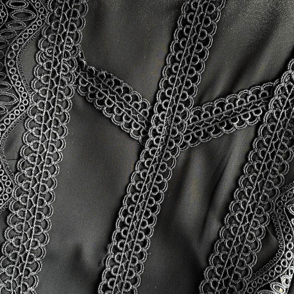 RUGOD Retro Palácový Styl Stojáček Krajka s Pasem Lucerna Rukávy Šifonové A-linie Šaty Elegantní Velká Kolová Dlouhé Šaty