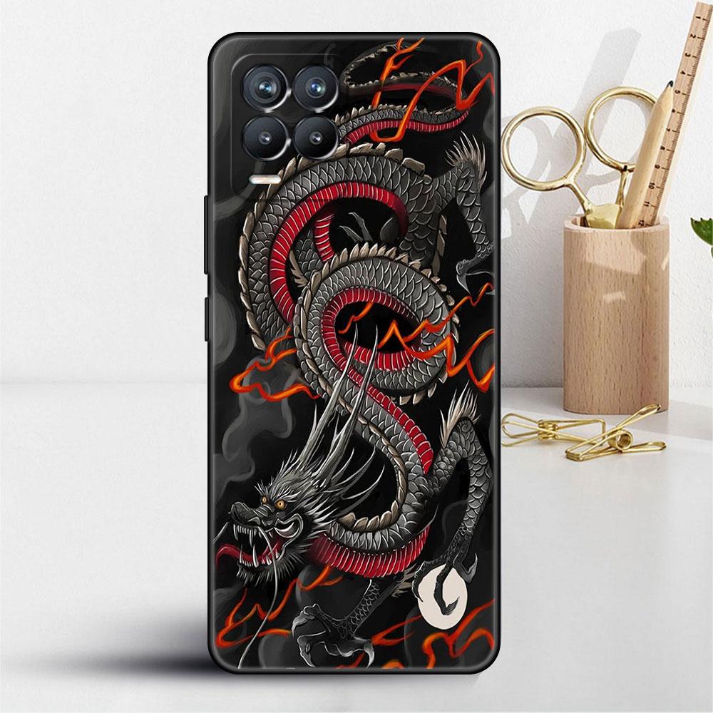 Case For Realme 8 C21y GT Neo 2 3 8i C21 7 C11 6 C12 C35 C3 GT 9 Pro C12 Silicone TPU Phone Cover Fashion Chinese Vintage Dragon