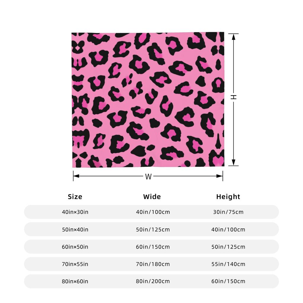 Pink Leopard Animal Print Blankets Flannel All Season Breathable Warm Throw Blankets for Home Bedroom Bedspread