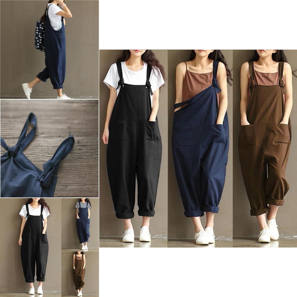 Stylish Womens Loose Jumpsuit With Comfortable Sleeveless Design And Wide Leg Fit