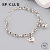 BFCLUB Silver Color Hiphop Thick Heart Ball Bracelet for Women Men Vintage Handmade Hasp Bracelet Birthday Gift S-B451