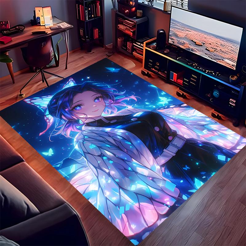 Demon Slayer Shinobu Kocho Printed Absorbent Washable Carpet, Non-Slip Bathroom Mats, Kitchen Rugs, Yoga Mat,Living Room Entrance, Camping Picnic Rugs
