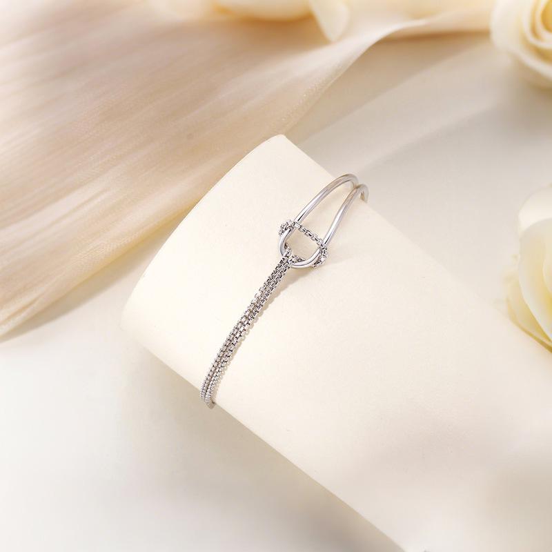 Women's Double-Layer Asymmetrical Knotted Bracelet - Exquisite, Niche Design, Light Luxury, Lucky Summer Accessory