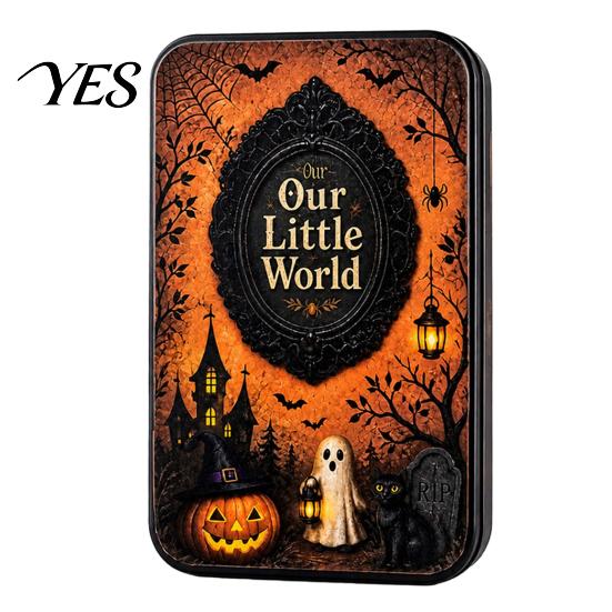Reusable Small Storage Case DIY Mini Photo Frames Silhouette Tin Box, Halloween Miniature Box Picture Display Container for Party Home Decor