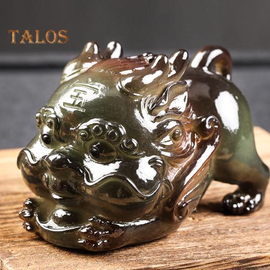Color Changing Tea Pet Pixiu Resin Lucky Statue Kung Fu Tea Tray Decor Light Up Feng Shui Ornament Home Office Desk Gift