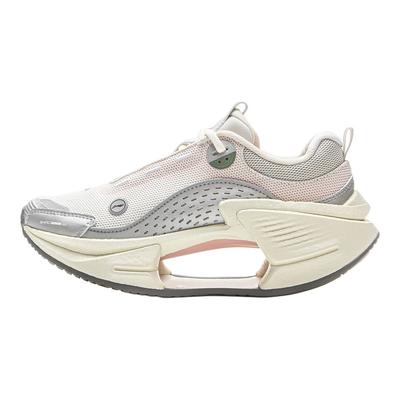 Li Ning Leichte Trendige Laufschuhe Mit Reflektierender Rebound-Technologie Damen Sneaker Antarktisch-Grau Silber AZGV228-1