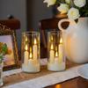 Flameless LED 3-in-1 Taper Candles Battery Operated Acrylic Pillar Flickering Electric Lights with Lampshade for Home & Holiday
