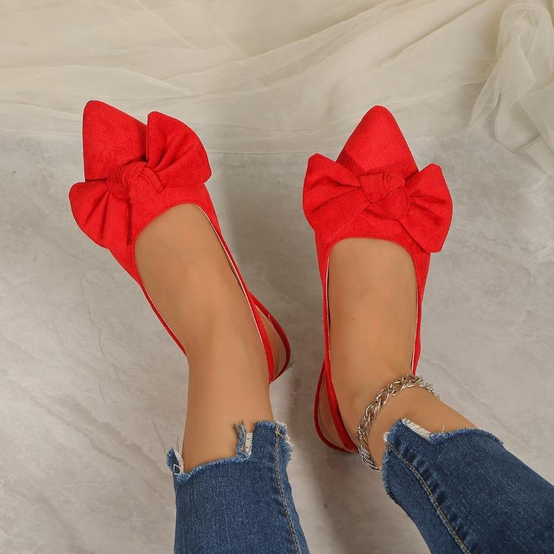 Fashion Flat Comfortable Single Shoes Women 2025 New Women Pointed Toe Shoes Rubber Sole Bow Sandals