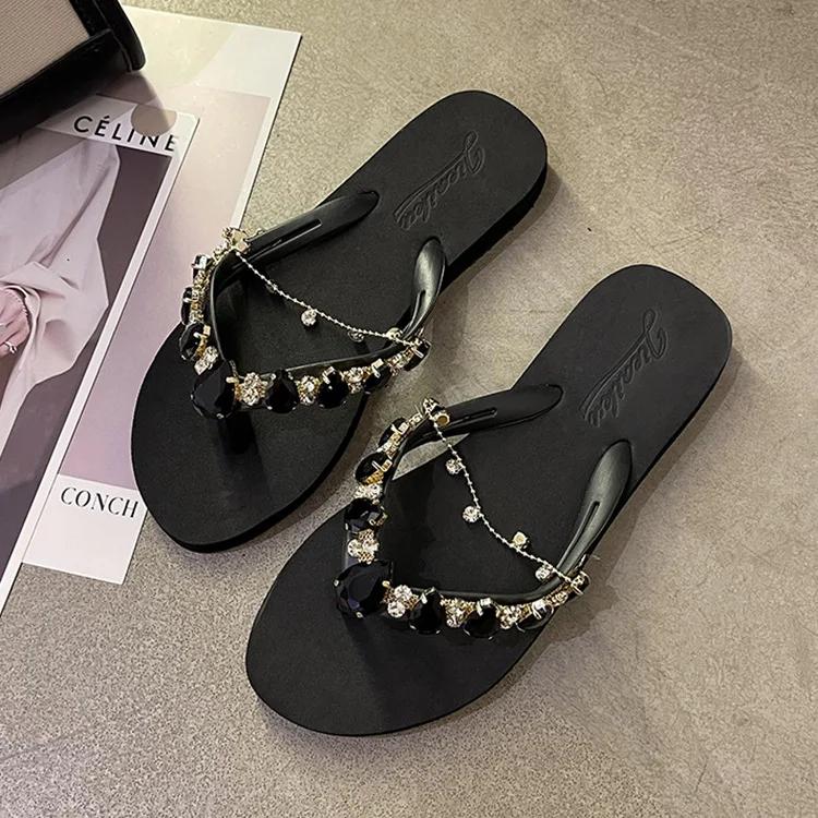 Summer Women Shoes Fashion Slipper Girl Bling Crystal Flip Flops Comfortable Soft Sole Beach Shoes