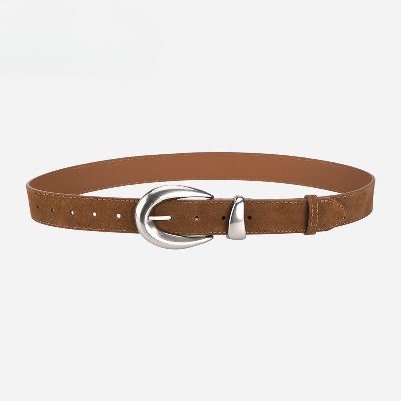 Retro High-end Belt for Women's Genuine Leather Matte Reverse Velvet Versatile Jeans Trendy Decorative Belt for Women