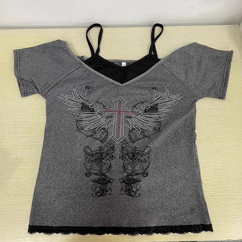 European and American Summer Geometric Pattern Printed Women's T-shirt