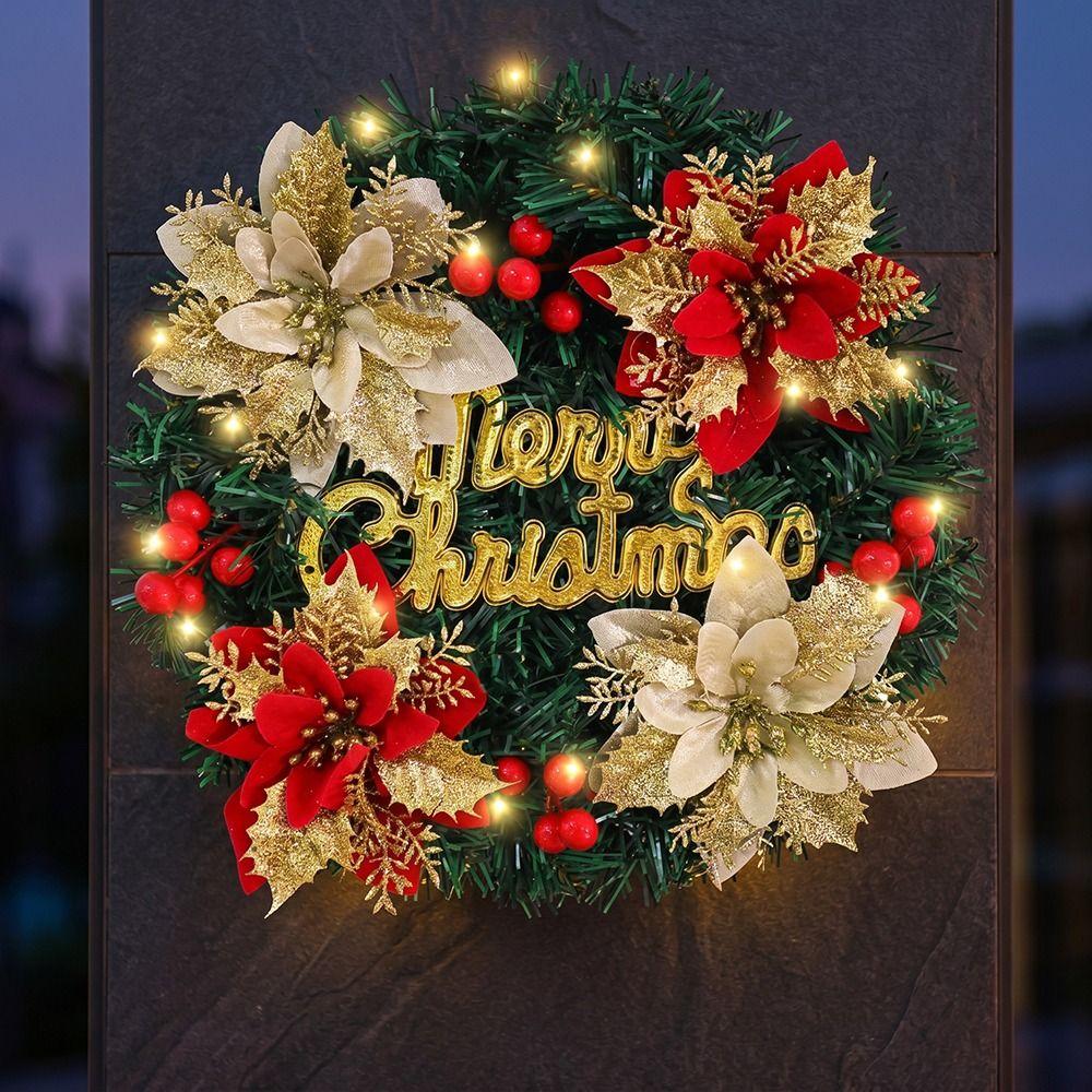 With Flower Christmas Decoration Home Decor Door Hanging Rattan Garland Christmas Wreath Home