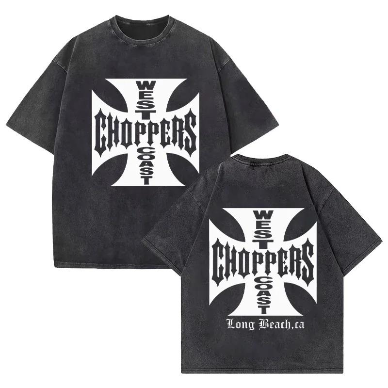 

Футболка Пол Вокер West Coast Choppers Винтажна прана Футболка Чоловіки Жінки Хіп-хоп стрітвеар Оверсайз коротка рукава Бавовняні футболки M червоний